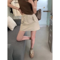 韓版 24S/S 春夏 釘釦口袋工裝半身裙-v3618