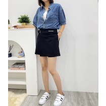 韓國字母斜片短褲裙v3996