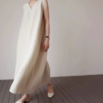夏簡約中長款背心裙氣質寬鬆洋裝v4039